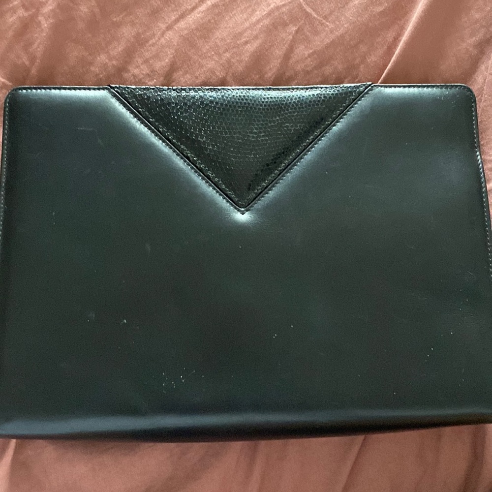Black leather clutch